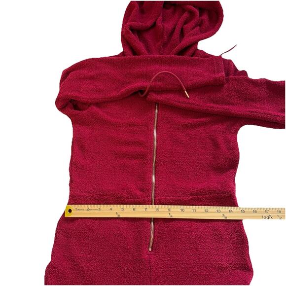 Yitty One Piece PJ Lounge Set Womens Medium Merlot Jumpsuit Pet Me Heart Pocket - Picture 9 of 12